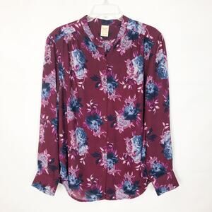 Faded Glory Button Down Floral Top L
